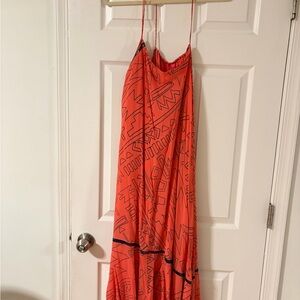 Tracy Reese Orange Printed Midi Dress